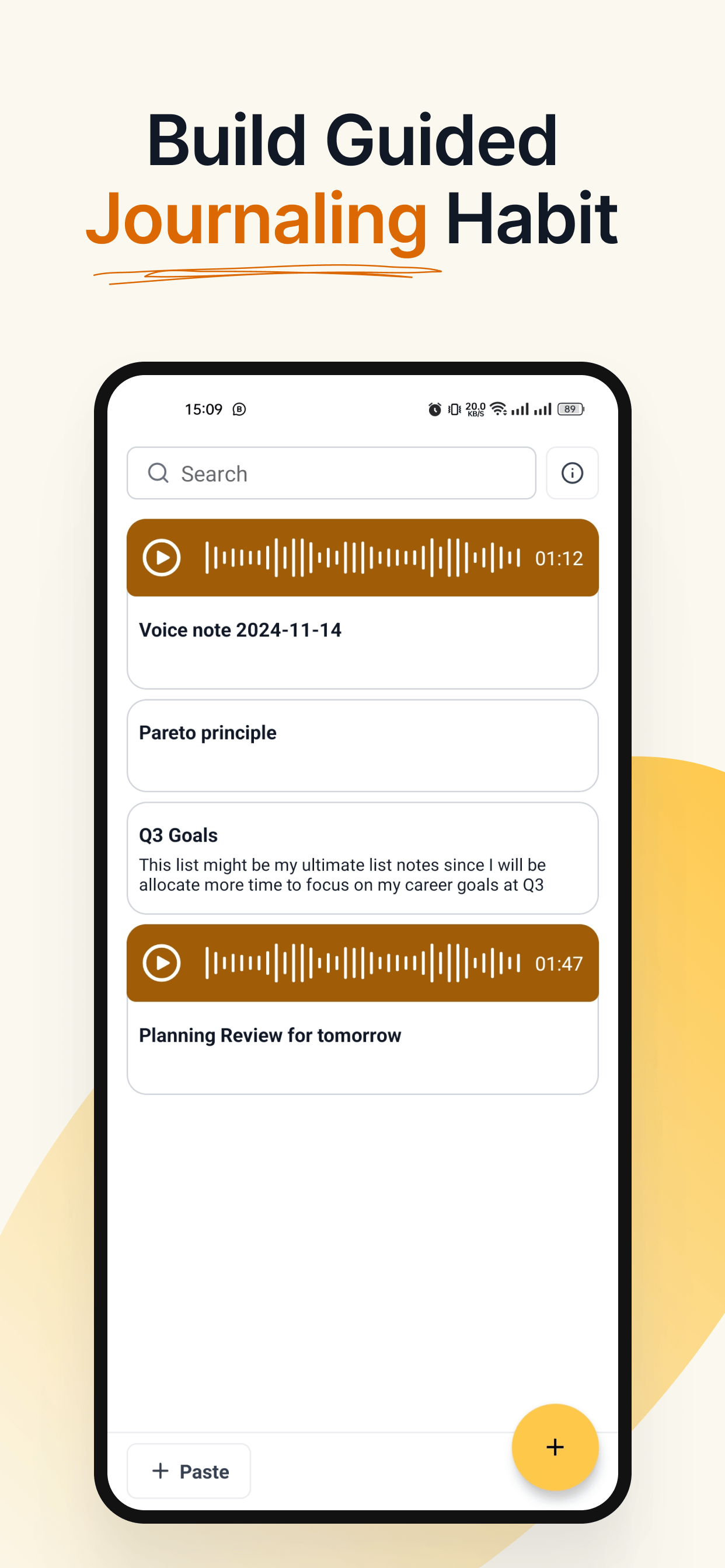 Memo app screens